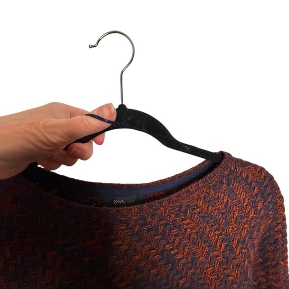 Style & Co Rust /Blue Woven Knit Poncho w/Long Tassel Hem Detail Sz S/M - Picture 5 of 9